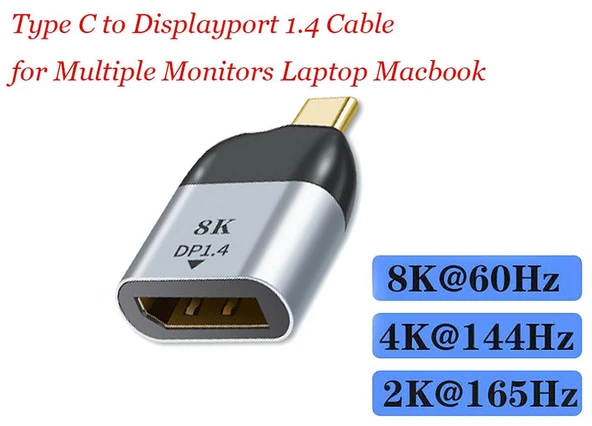 USB-C to Mini DisplayPort Dönüştürücü 1.4 8K 60Hz - 3