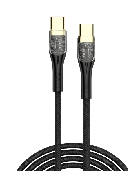 Samsung Xiaomi Oppo Reeder Huawei Uyumlu 60W Örgülü Işıklı Type C To Type C Hızlı Şarj ve Data Kablosu MU-09 - 4