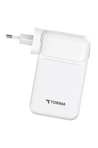 Torima TRM-1027 Beyaz 20000 mAh Type-C + Lightning + USB  Taşınabilir 22,5 W Hızlı Şarj Dijital Göstergeli Powerbank - Resim 4