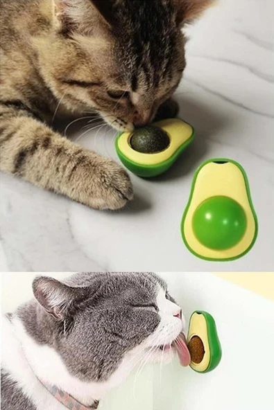 Catnipli Yenilebilir Kedi Nanesi Otu Oyun Topu Oyuncağı Top Oyuncak Kedi Yalama Topu Avokado - 2