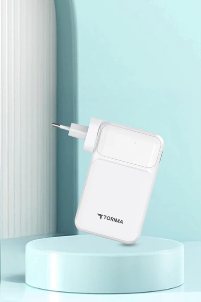 Torima TRM-1027 Beyaz 20000 mAh Type-C + Lightning + USB  Taşınabilir 22,5 W Hızlı Şarj Dijital Göstergeli Powerbank - Resim 2