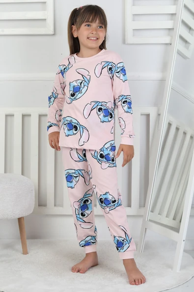 Cute Monster Desenli Kız Çocuk Pijama Takımı - 9