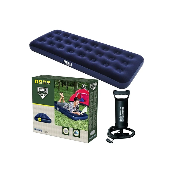 Bestway 67000 Tek Kişilik Şişme Kamp Yatağı Seti 185x76 Cm Pompa