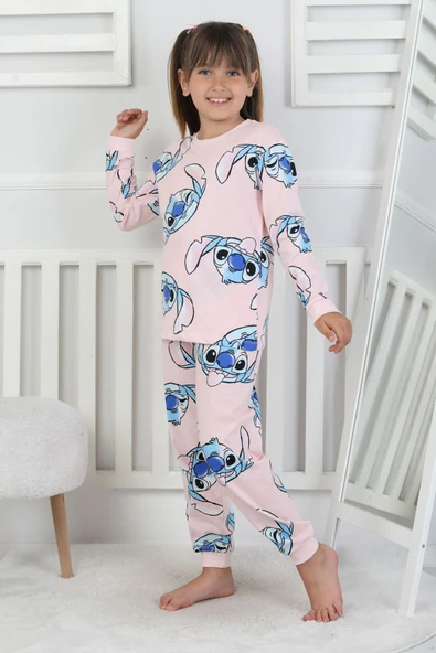 Cute Monster Desenli Kız Çocuk Pijama Takımı - 7