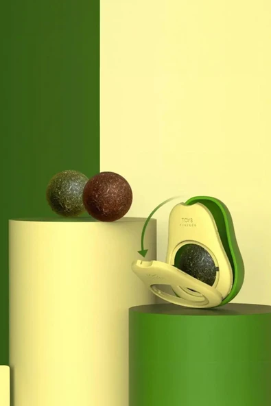 Catnipli Yenilebilir Kedi Nanesi Otu Oyun Topu Oyuncağı Top Oyuncak Kedi Yalama Topu Avokado - 4