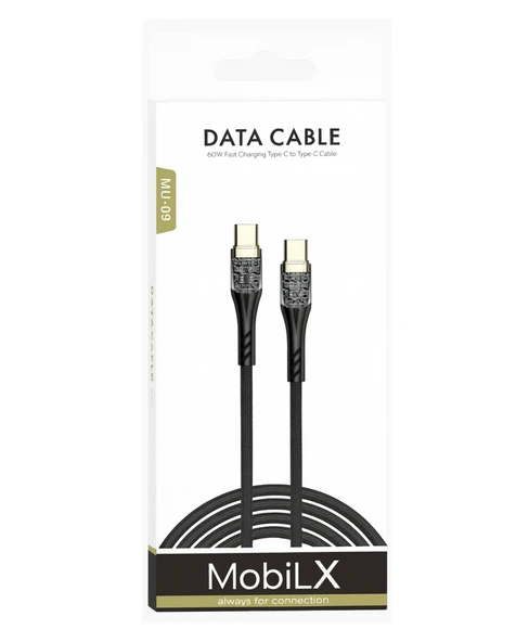 Samsung Xiaomi Oppo Reeder Huawei Uyumlu 60W Örgülü Işıklı Type C To Type C Hızlı Şarj ve Data Kablosu MU-09 - 2