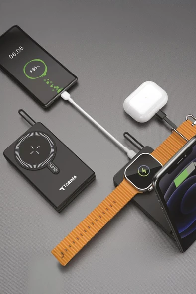 Torima TRM-1019 Siyah 10000 mAh  Mag Safe Type-C  + USB  Kablolu-Kablosuz Taşınabilir 22,5 W Hızlı Şarj Dijital Göstergeli Powerbank - Resim 2
