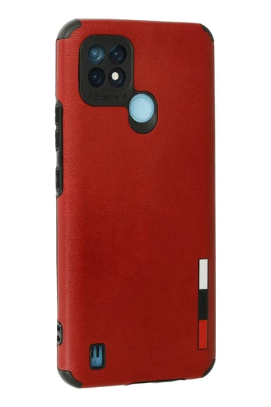 Realme C21 Kılıf Loop Deri Silikon - Kırmızı - 3