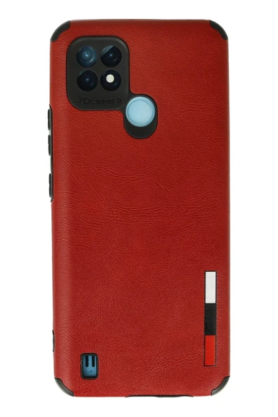Realme C21 Kılıf Loop Deri Silikon - Kırmızı - 1