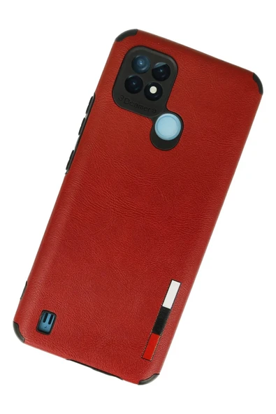 Realme C21 Kılıf Loop Deri Silikon - Kırmızı - 2