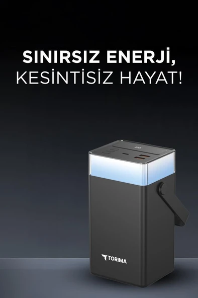Torima TRM-1061 Siyah 60.000 mAh Type-C + Lightning + USB  Taşınabilir 22,5 W Hızlı Şarj Dijital Göstergeli RGB Led Işıklı Powerbank - Resim 3