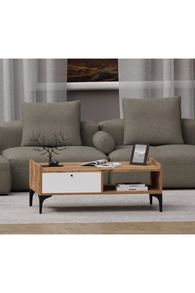 Alfimo Mobilya ODION ORTA SEHPA -MODERN CEVİZ&BEYAZ RENK SALON SEHPASI - 2