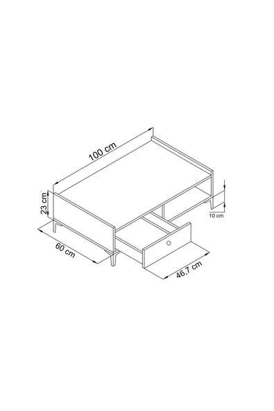 Alfimo Mobilya ODION ORTA SEHPA -MODERN CEVİZ&BEYAZ RENK SALON SEHPASI - 4