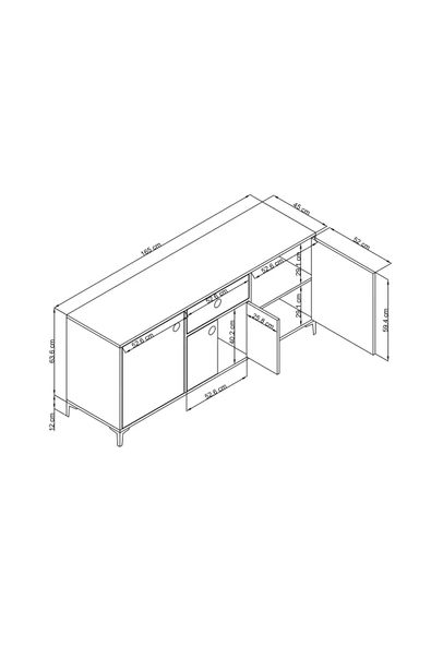 Alfimo Mobilya NARA KONSOL ÇOK AMAÇLI DOLAP CEVİZ&BEYAZ - 4
