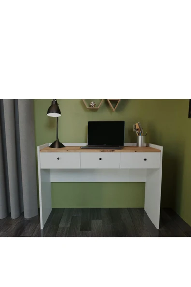 Alfimo Mobilya SWENEY 3 ÇEKMECELİ ÇALIŞMA MASASI BEYAZ&CEVİZ
