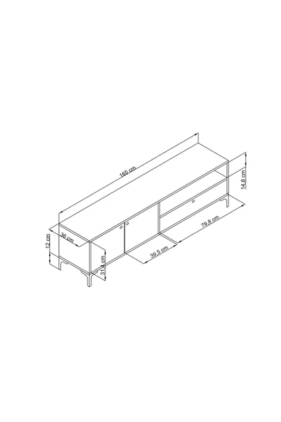 Alfimo Mobilya NOVA 2 KAPAKLI ÇEKMECELİ TV ÜNİTESİ CEVİZ&BEYAZ - 4