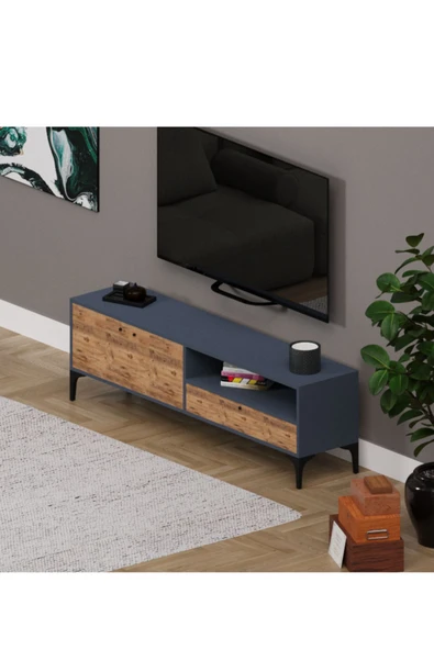 Alfimo Mobilya NOVA 2 KAPAKLI ÇEKMECELİ TV ÜNİTESİ ANTRASİT&CEVİZ