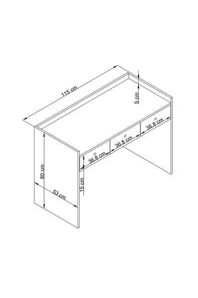 Alfimo Mobilya SWENEY 3 ÇEKMECELİ ÇALIŞMA MASASI BEYAZ&CEVİZ - 3