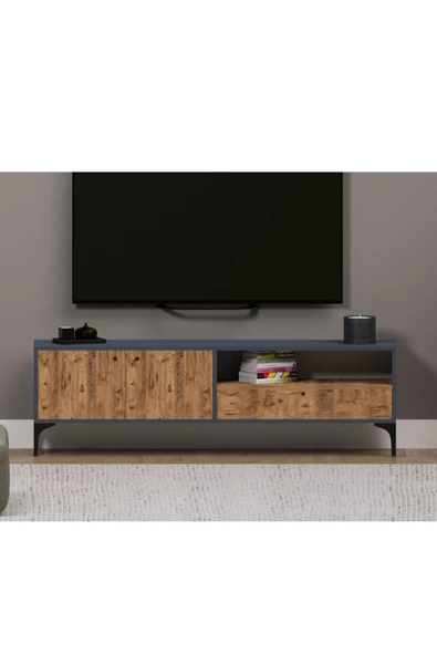 Alfimo Mobilya NOVA 2 KAPAKLI ÇEKMECELİ TV ÜNİTESİ ANTRASİT&CEVİZ - 2