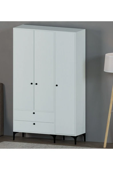 Alfimo Mobilya BOHEM 3 KAPAKLI BEYAZ GÖVDE BEYAZ KAPAKLI ÇOK AMAÇLI DOLAP