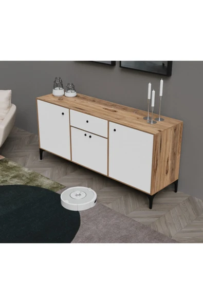 Alfimo Mobilya NARA KONSOL ÇOK AMAÇLI DOLAP CEVİZ&BEYAZ