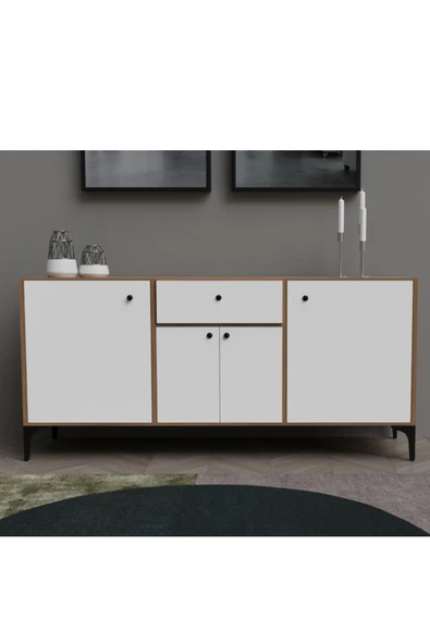 Alfimo Mobilya NARA KONSOL ÇOK AMAÇLI DOLAP CEVİZ&BEYAZ - 2