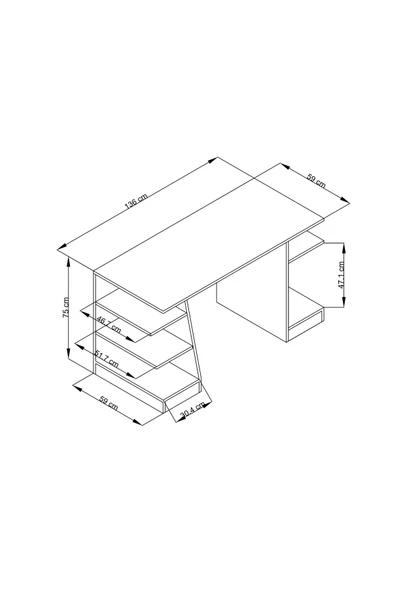 Alfimo Mobilya KRONOS OYUNCU MASASI - BİLGİSAYAR MASASI - GAMER MASASI - 59x136 Cm - 3