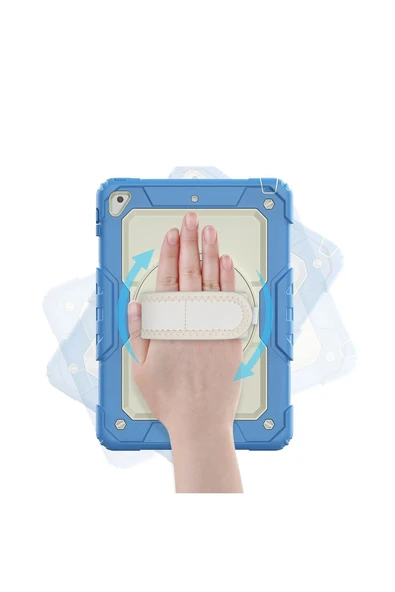 iPad 5 Air 9.7 Kılıf Strap New Tablet Kapak - Mavi - 3