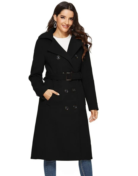 Aksesuarlı Kaşe Kaban Kemer Detaylı ürün görseli 1