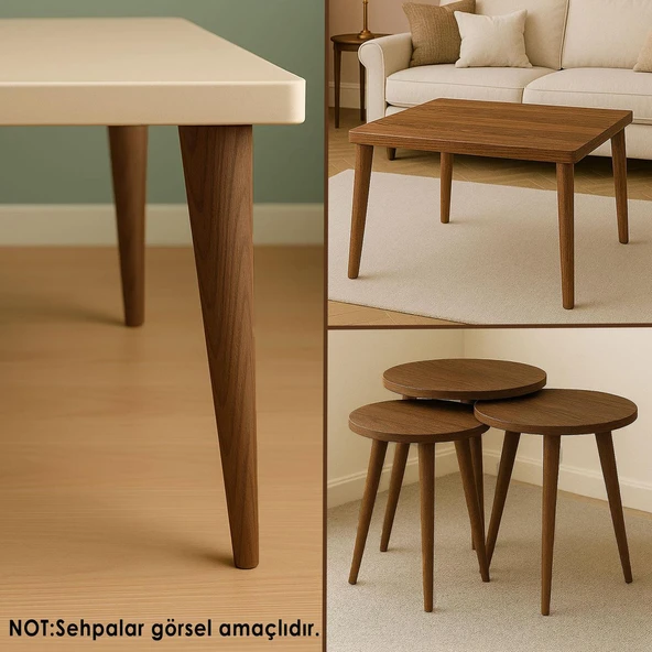 Ahşap Ayak 50 Cm Ceviz M8 Civatalı Bağlantı Aparatlı Dolap Mobilya Koltuk Kanepe Destek Ayağı Ayakları - 5