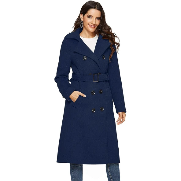 Aksesuar Detaylı Kaşe Kaban Kemerli ürün görseli 1