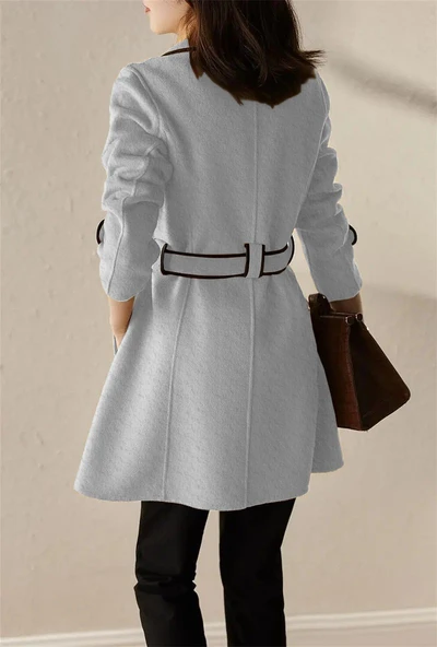 Kaşe Kadın Özel Şık Yaka Kaban ve Kemer - 2