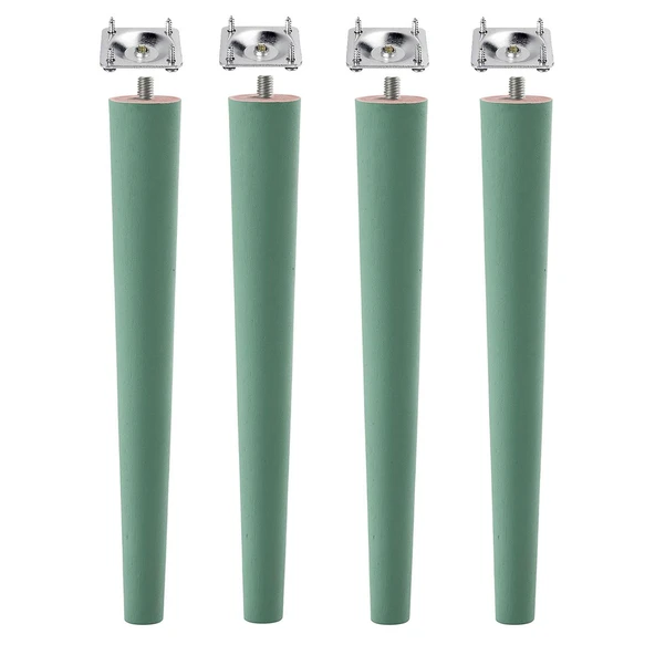 4 Adet Ahşap Ayak 50 Cm Su Yeşili M8 Civatalı Bağlantı Aparatlı Mobilya Tabure Sehpa Masa Destek Ayağı - Resim 6