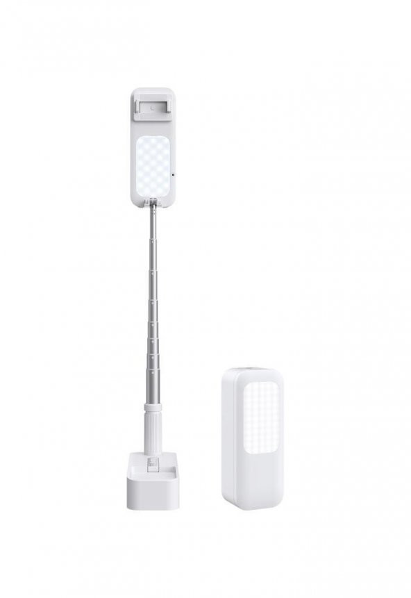 Usams US-ZB209 Online Ders ve Yayın için Ledli,Monopodlu,Kumandalı,Şarjlı Taşınabilir Telefon Standı - 2