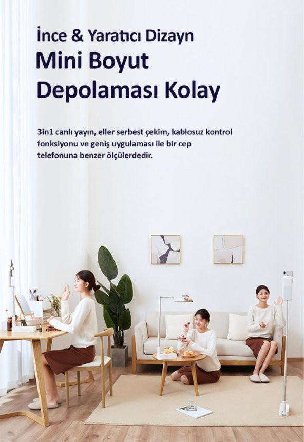 Usams US-ZB209 Online Ders ve Yayın için Ledli,Monopodlu,Kumandalı,Şarjlı Taşınabilir Telefon Standı - 10
