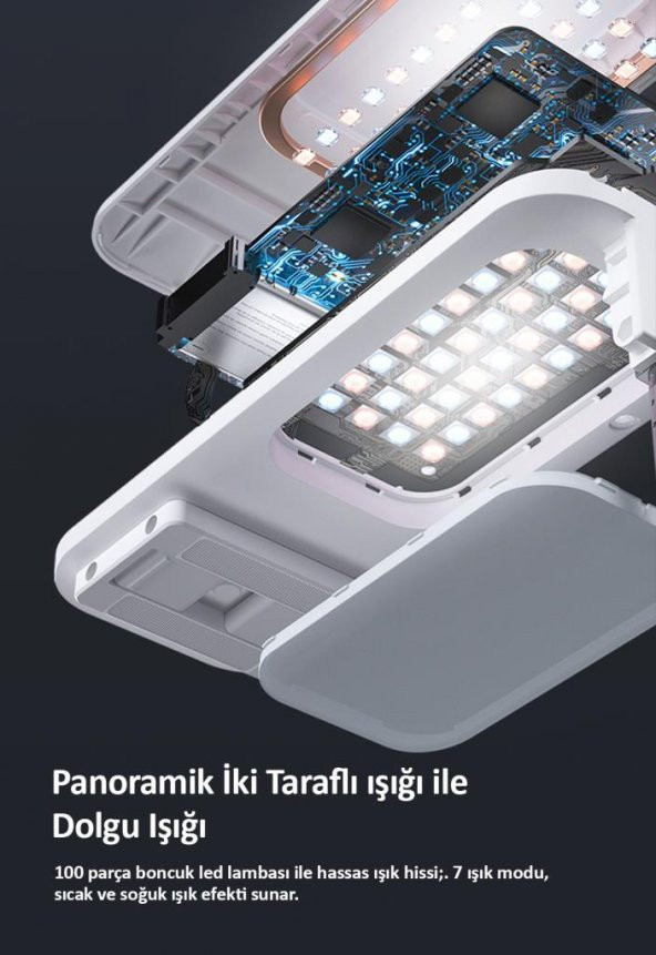 Usams US-ZB209 Online Ders ve Yayın için Ledli,Monopodlu,Kumandalı,Şarjlı Taşınabilir Telefon Standı - 12