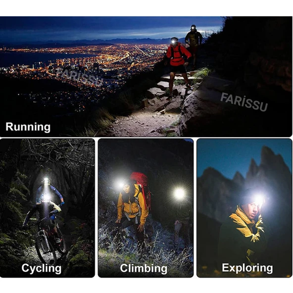 SMALL SUN 50W 1500 Lümen 1 KM Menzilli USB Şarjlı, Zoom Özellikli Kafa Feneri - 3