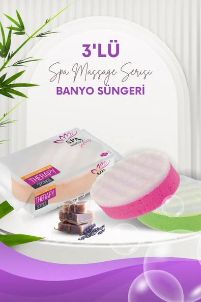 3 Adet Banyo Vücut Duş Masaj Süngeri Spa Süngeri Banyo Terapi Süngerleri ürün görseli 1