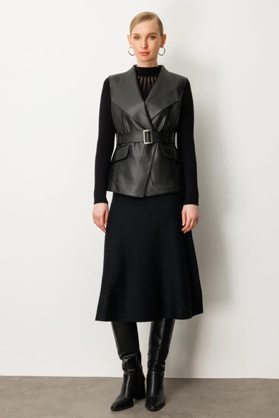 Ekol Beli Kemerli Deri Yelek Ekol - 5