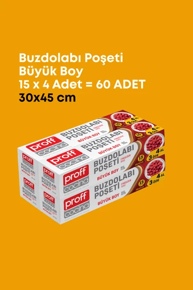 4 Adet 15’li Buzdolabı Poşeti Büyük Boy  Dayanıklı Gıda Saklama Torbası 30x45cm - Resim 4