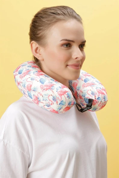 Ortopedik Seyahat Yastığı Visco Boyun Yastığı - Flamingo - 2