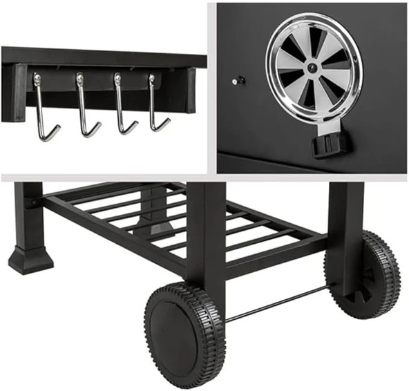 FLEXTAIL Memphis Fırınlı Mangal Kömürlü Mangal & Fırınlı Barbekü Paslanmaz Çelik Katlanır Ayaklı - 3