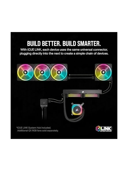 Corsair iCUE LINK H100i RGB AIO 240 mm Intel(1700p/1851p)-AMD Uyumlu Sıvı Soğutucu SİYAH (CW-9061001-WW) - 3