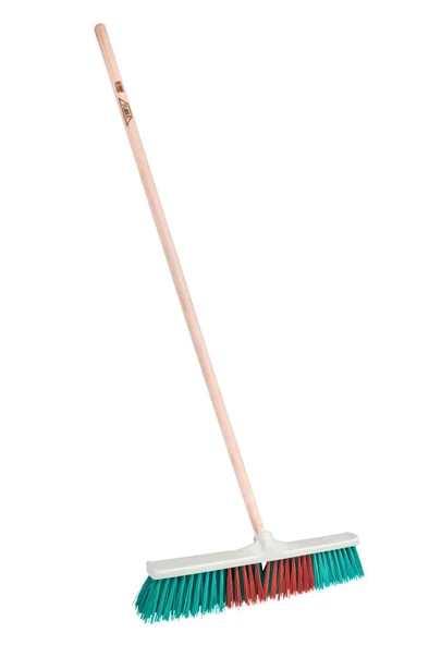 Dış Mekan Fırça ve Sap Temizlik Set, Bahçe Yaprak Moloz Süpürme Fırçası 50cm + Vidalı Ağaç Sap 120cm - Resim 2