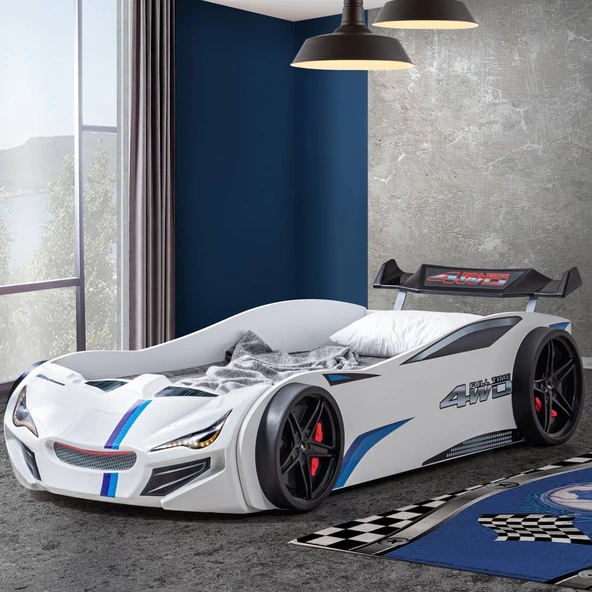 Arabalı Yatak, Merso Bazalı Rüzgarlıklı Ledli Arabalı Yatak, Ledli - Kırmızı - Resim 8