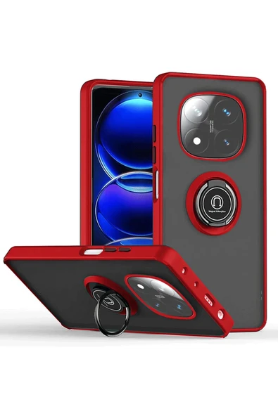 Xiaomi Redmi Note 14 Pro 4G Kılıf Montreal Yüzüklü Silikon Kapak - Kırmızı - 1
