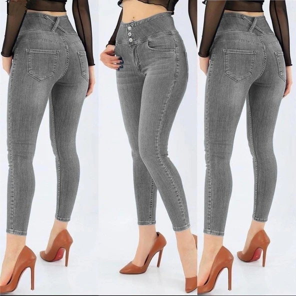 Yüksek Bel Likralı Jean Pantolon 90 Cm ürün görseli