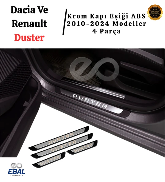Dacia Ve Renault Duster 2010-2024 Modeller Krom Kapı Eşiği 4 Parça P. Çelik Abs Çerçeve ürün görseli