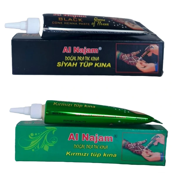 Kızıl (Kırmızı) Doğal Tüp Kına 30 gr +Siyah Doğal Tüp Kına 30 gr Pratik kına