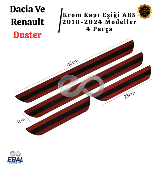 Dacia Ve Renault Duster 2010-2024 Modeller Krom Kapı Eşiği 4 Parça P. Çelik Abs Çerçeve - Resim 4